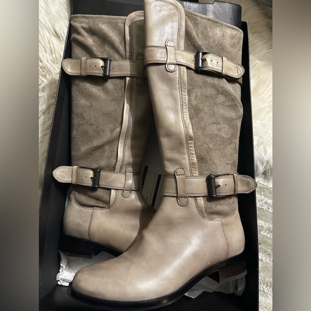 Cole Haan Woman’s Leather/Suede Tall Buckle Boots with Nike Air